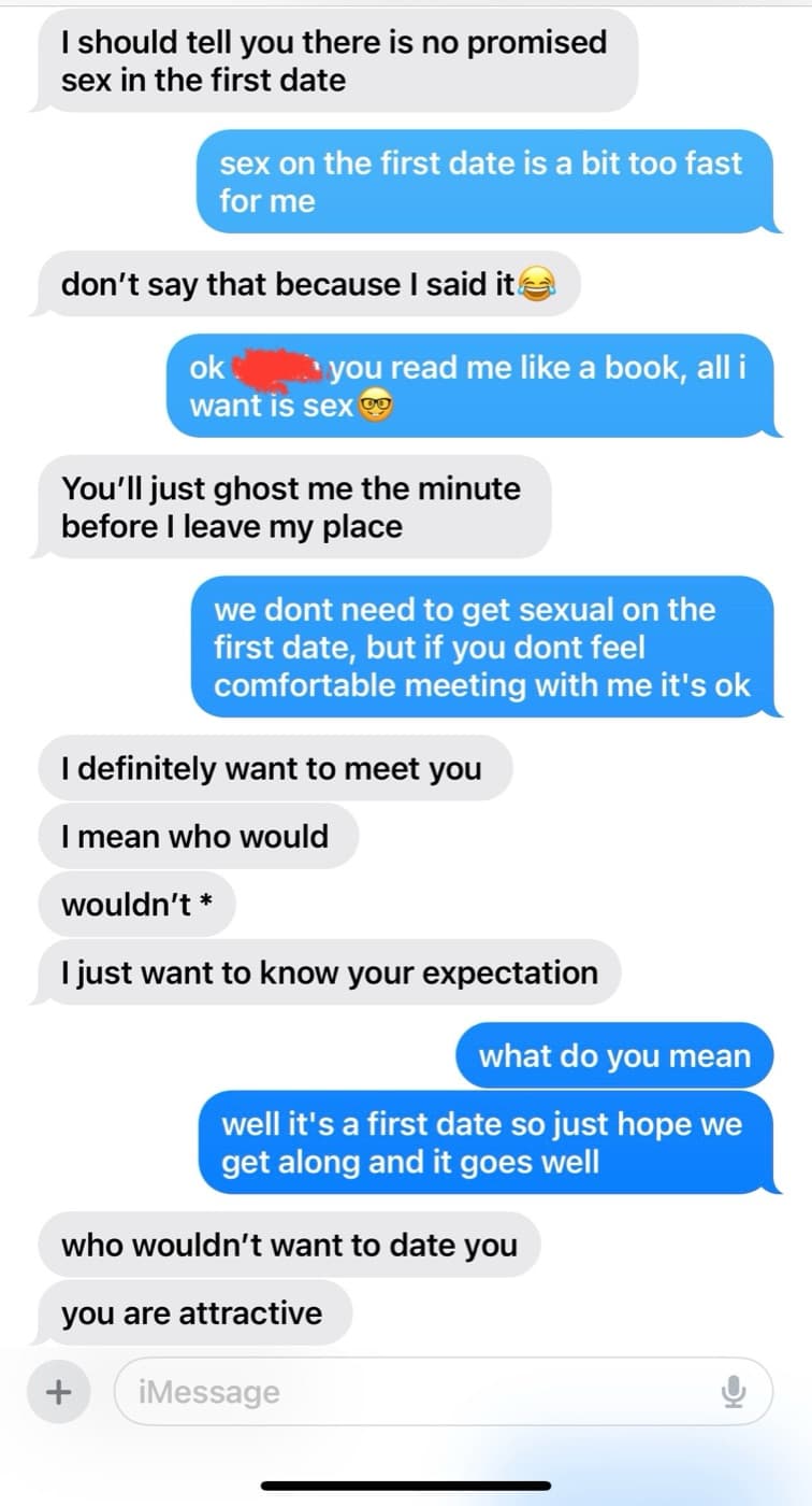 iMessage first date expectations mature
